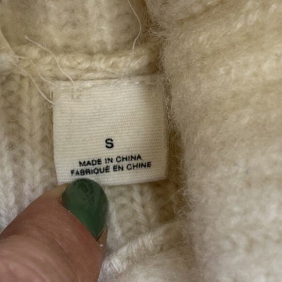 Anthropologie Moth Womens Cashmere Tunic Sweater Vest S Turtleneck Ivory Preppy - Picture 5 of 9